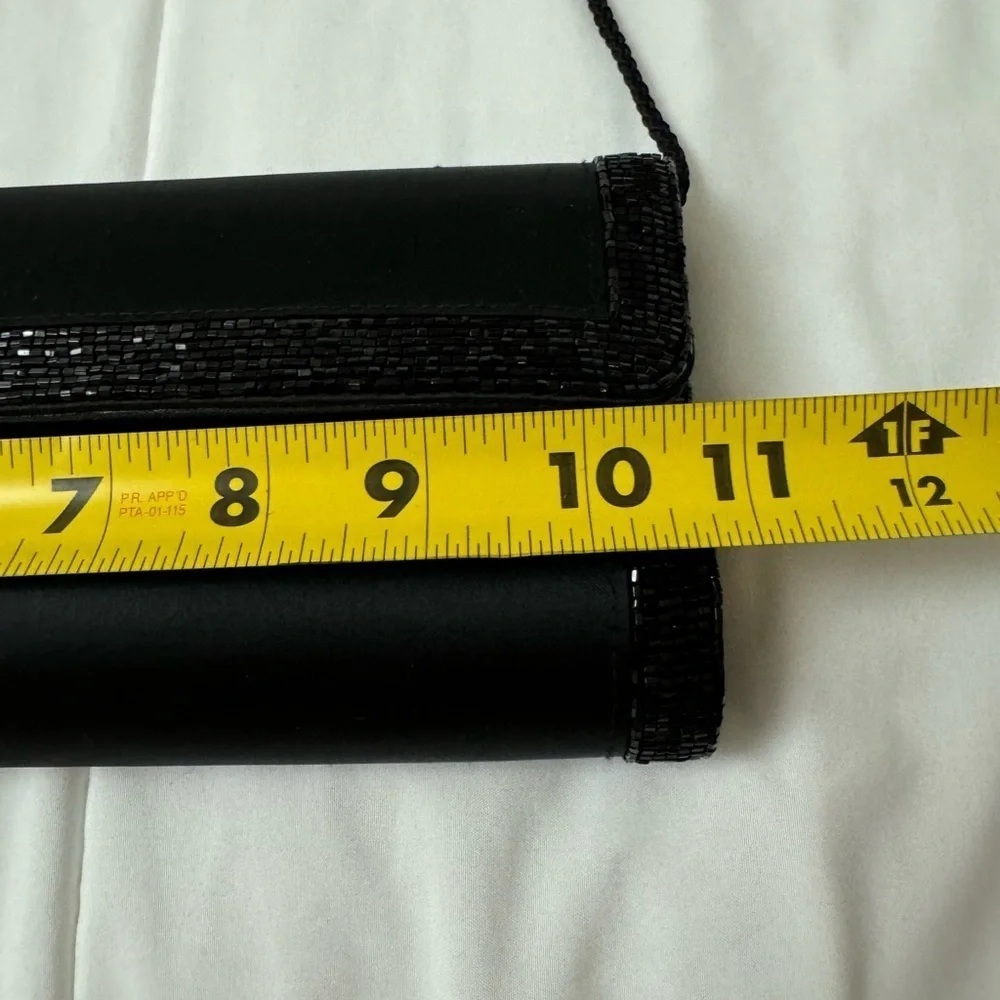 VTG Preston & York Elegant Beaded Satin Black Evening Clutch Shoulder Bag 90’s - Picture 7 of 15